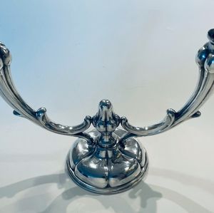 ABC Silver Double Branch Art Deco Signed Candle Holder